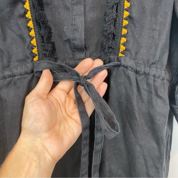 Zara • black linen tunic dress split neck - Picture 8 of 15